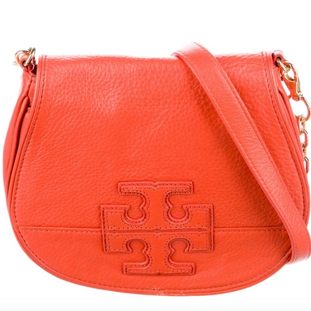 Tory Burch Leather Chain-Link Saddle Bag